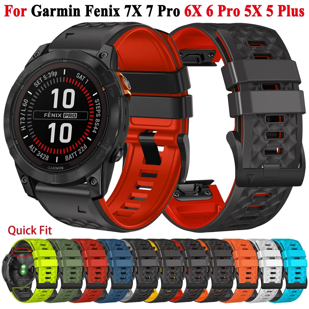 Correa de silicona para reloj Garmin Fenix 7X, 7 Pro, 6, 6X Pro, 5X, 5 Plus, zafiro Solar, pulsera de liberación rápida, 26mm, 22mm