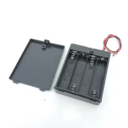 Portapilas AAA 6 V de cuatro ranuras con cables e interruptor