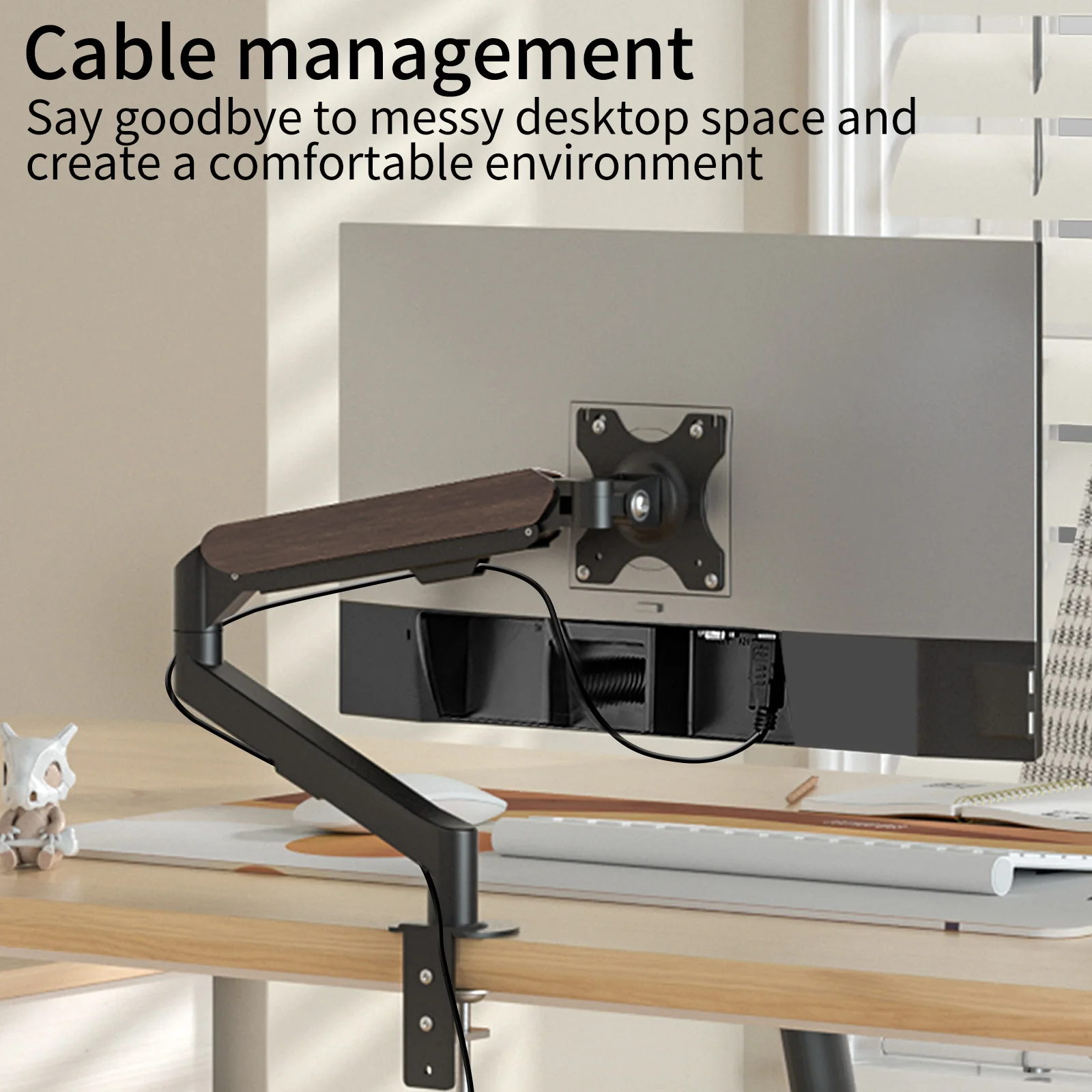 Soporte de brazo para Monitor de escritorio HILLPORT, resorte de Gas de 17-34 ", soporte de montaje de movimiento completo, soporte de montaje para TV LCD LED, soporte para PC M5-M - imagen 5