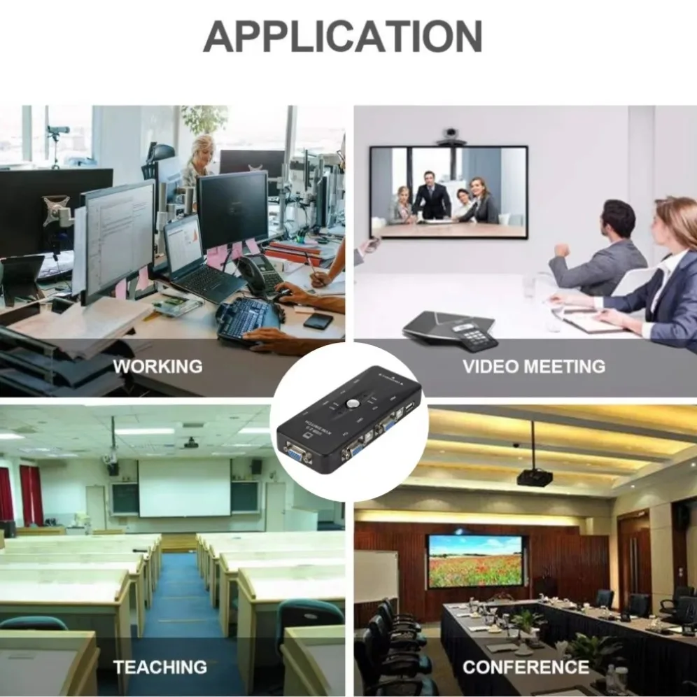 Conmutador KVM de 4 puertos, 4 en 1, salida USB, VGA, KVM, para impresora, ratón, teclado, Pendrive, 1080P, conmutador compartido, 2x1/4x1 - imagen 5