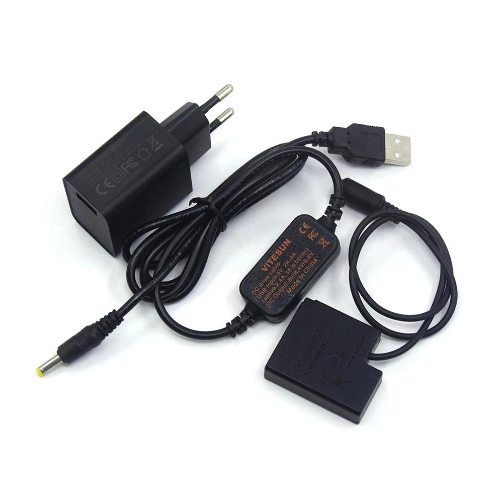 DMW-DCC15 BLH7E BLH7 acoplador batería falsa + Cable adaptador de corriente USB + cargador para Panasonic DMC-GM1 GM5 GF7 GF8 GF9 LX10 LX15 GF9KGK - imagen 5