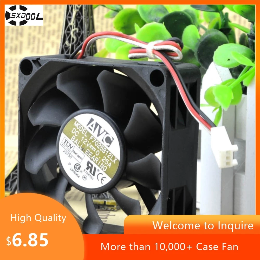 Ventilador con caja de 70mm y 7cm para ordenadores, servidores y equipos industriales de refrigeración con rodamiento de bolas dual AVC 7025 12V 0.16A - imagen 5