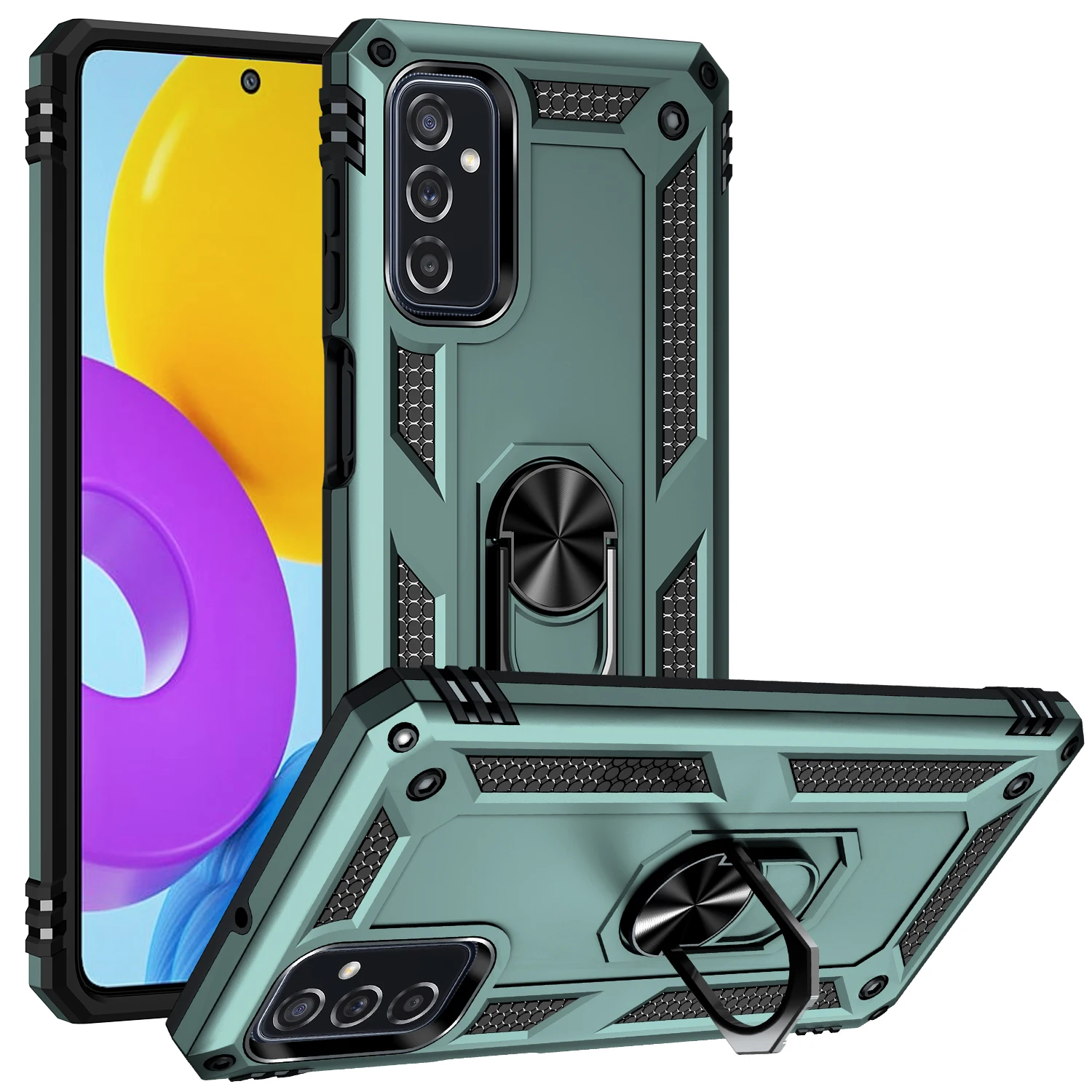 Funda para Samsung M52 5G, carcasa a prueba de golpes, armadura militar, anillo protector, soporte magnético
