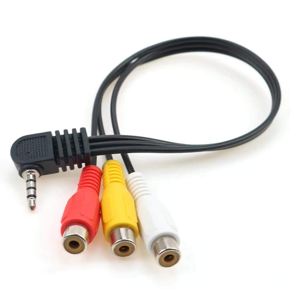 Adaptador 3.5mm TRRS Ángulo a 3 RCA Hembra – Cable Audio Video - imagen 5
