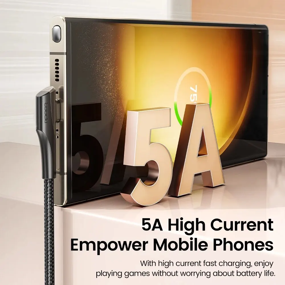 Toocki PD 60W 100W USB Type C Cable 90 Degree Dual Elbow Data Cord For iPhone 15 Xiaomi Samsung S23 Realme 5A Fast Charging Wire - imagen 5