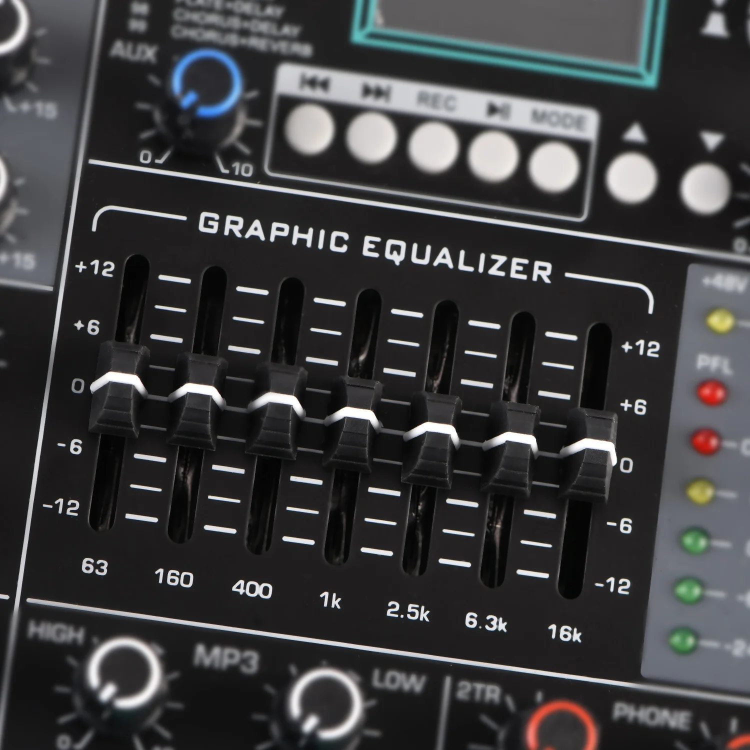 Consola mezcladora de 6 canales mono FREEBOSS, mesa de Audio Bluetooth con efecto 99 DSP, Monitor EQ de 7 bandas, mezclador de sonido con grabación USB, AM-UT2 de escritorio - imagen 2