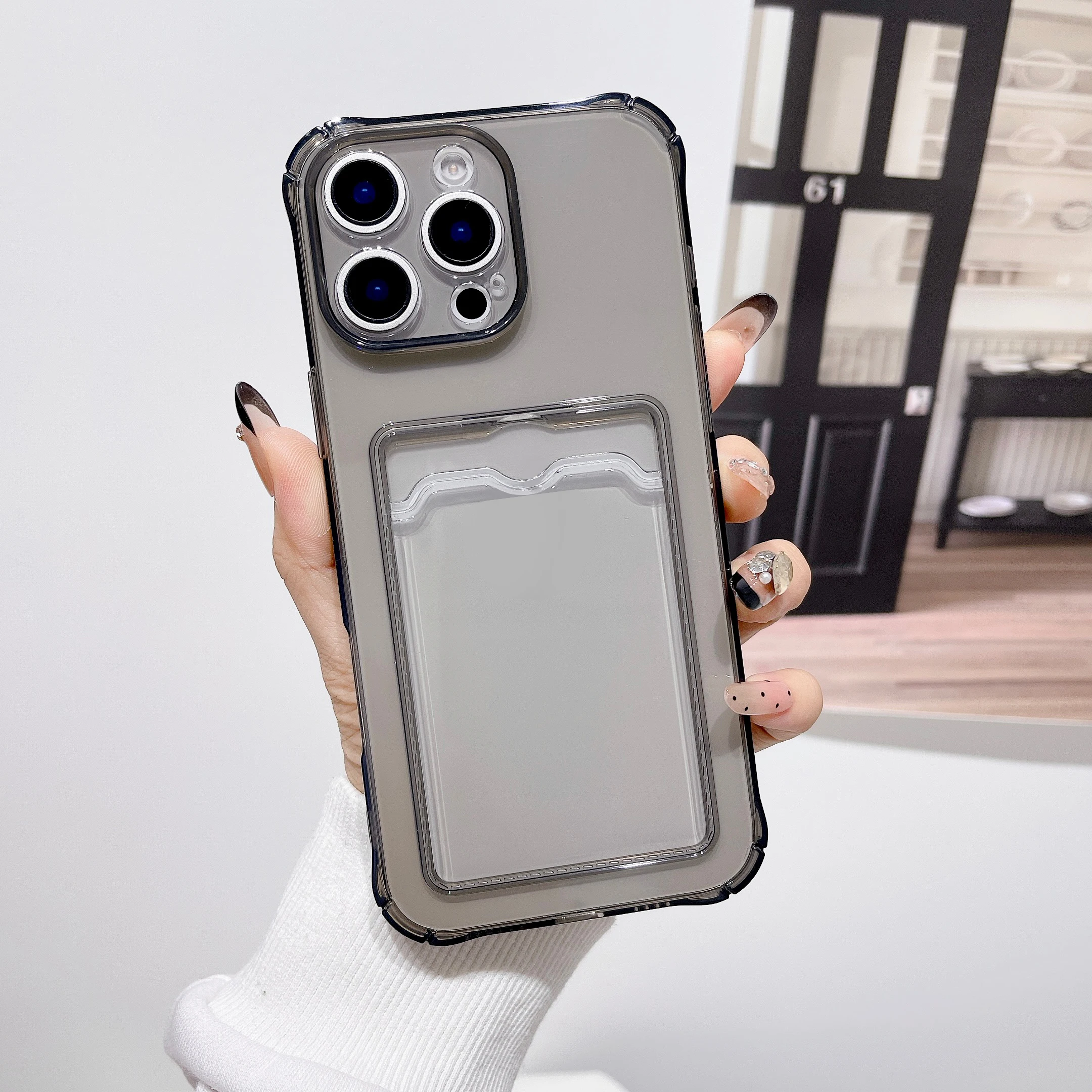 Para iPhone 17 16 15 14 13 12 11 Pro Xs Max Air 16e XR 7 8 6 6s Plus SE 2020 2022 funda protectora transparente con ranura para tarjeta de identificación ATM - imagen 4