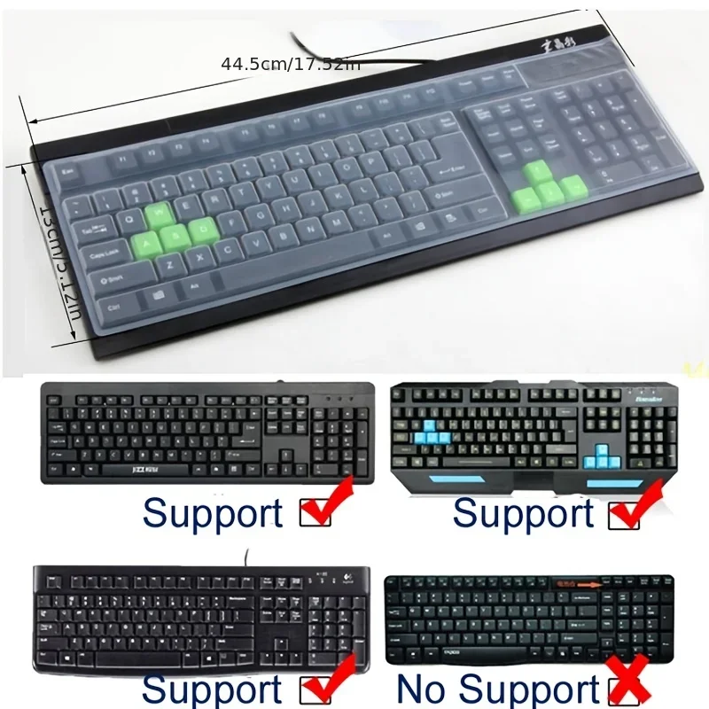 Película protectora de silicona para teclado Universal, cubierta de piel para PC de escritorio, Gel de sílice transparente, cubierta transparente para teclado cóncavo - imagen 5