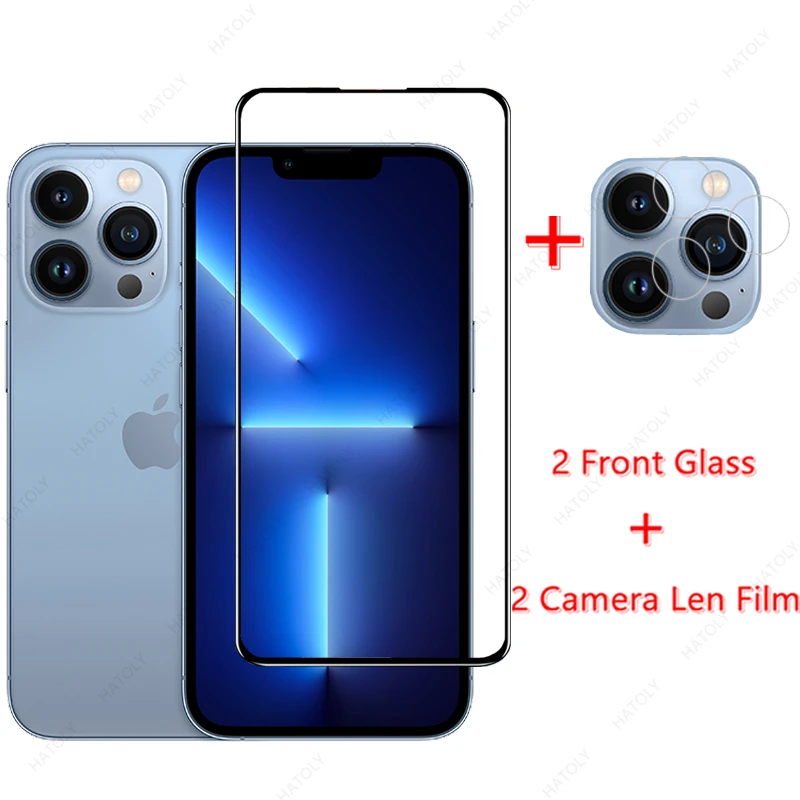 Cristal templado para iPhone 13 Pro Max, Protector de pantalla de teléfono, película de lente, para iPhone 13 12 11 Pro Max X XR XS 7 8 Plus SE 2020 - imagen 2