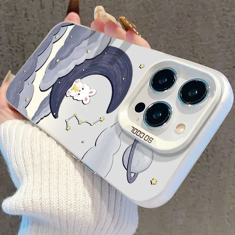 Funda de teléfono con patrón de conejo blanco estrellado para Samsung Galaxy S23 S24 S25 Ultra S22 S21 S20 Plus FE A15 A35 A55, cubierta dura mate - imagen 3