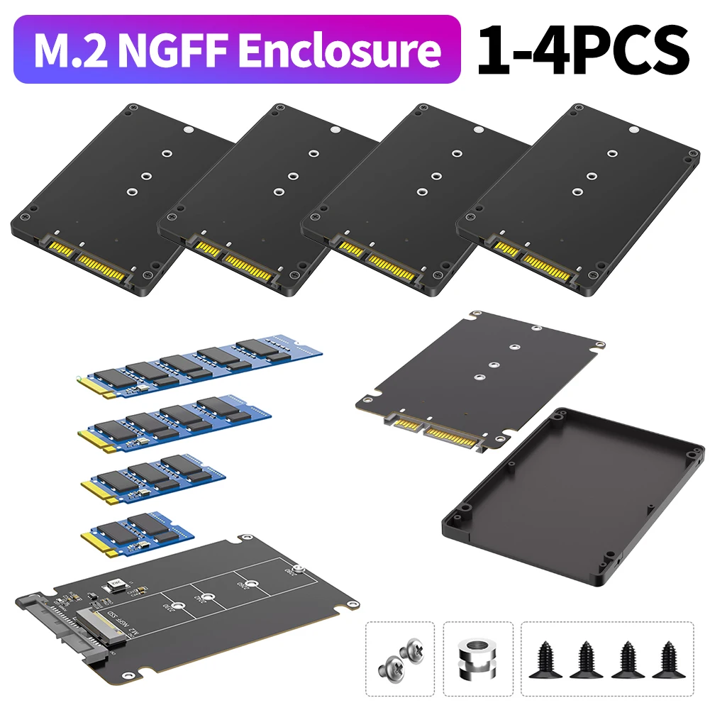Carcasa M.2 NGFF B Key a SATA SSD de 2,5 pulgadas, carcasa de disco duro de 6Gbps, adaptador M.2 SSD para SSD 2230 2242 2260 2280 M.2