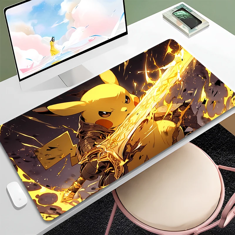 Alfombrilla de ratón de Anime P-Pikachues, tapete de juego genial para ordenador portátil, PC, alfombrilla de mesa suave para oficina, alfombrilla para ratón bonita, alfombra para teclado Kawaii para regalo de niña - imagen 4