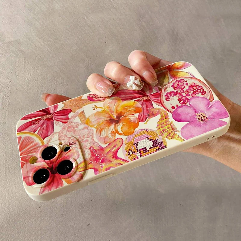 Funda de teléfono minimalista con diseño de flor de hibisco rosa para iPhone 16 15 14 13 12 11 Pro Max XS X XR 7 8 Plus SE 2020 2022 16e - imagen 5