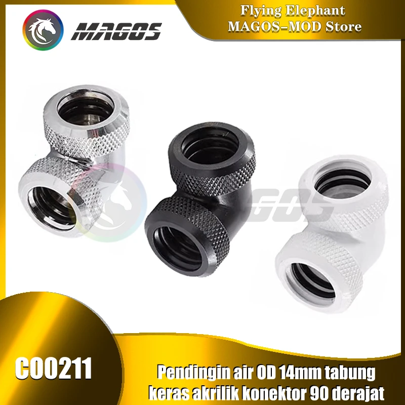 Computadora de doble vía 90 °   Conector de ángulo recto de montaje de tubo duro para conexión de compresión manual de tubería de Metal OD14MM PETG PMMA - imagen 2