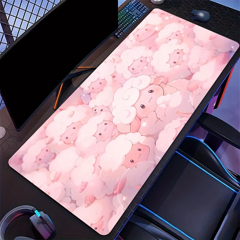 Alfombrilla de ratón de oveja rosa, Base de goma de gran tamaño, antideslizante, accesorios de escritorio para PC, alfombrilla de ratón para oficinas y teclado de jugador, alfombrilla decorativa - imagen 5