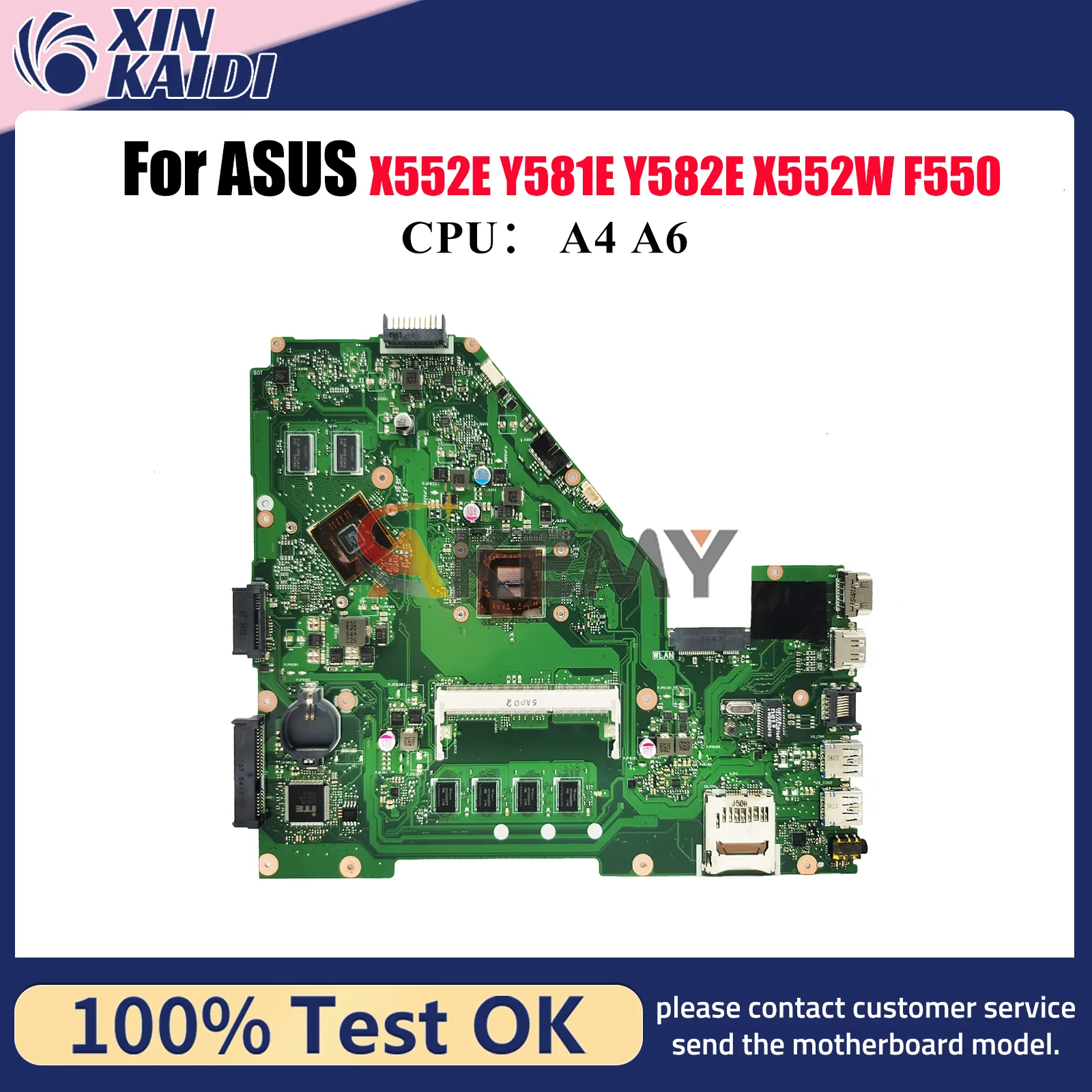 Placa base para ordenador portátil X550WE para ASUS VivoBook X552EP X550W Y581E F550WE Y582E X552W X550WE placa base para portátil con CPU A4 A6 stk