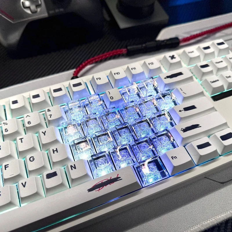 Teclas transparentes con tema de amor, Material de PC, tapa de teclas con perfil de cereza para teclado suplementario de eje magnético, teclas de jugador DIY - imagen 2