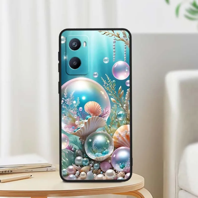 Linda tortuga oceánica para OPPO Reno 12 11 F 10 8 7 6 5 4 Z T Lite Plus Pro 4G 5G funda de teléfono negra - imagen 3