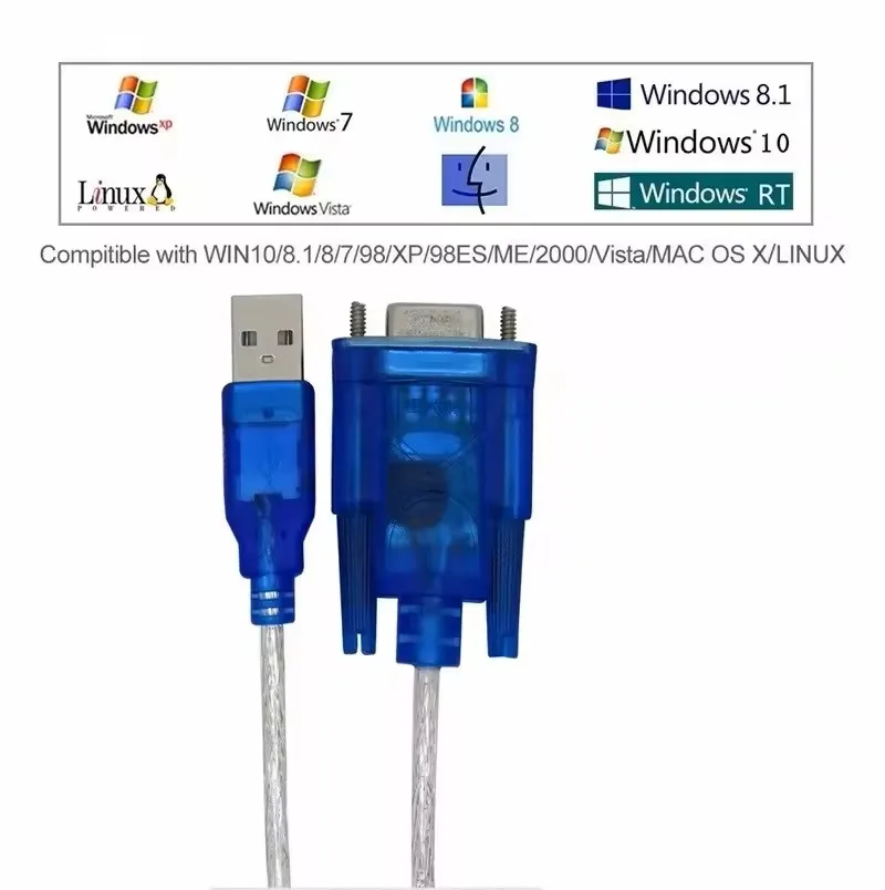 USB 2,0 a Serial RS-232 DB9 9Pin ch341 Chipset 80cm con adaptador hembra USB RS232 Cable convertidor para puerto COM serie WIN10 - imagen 3