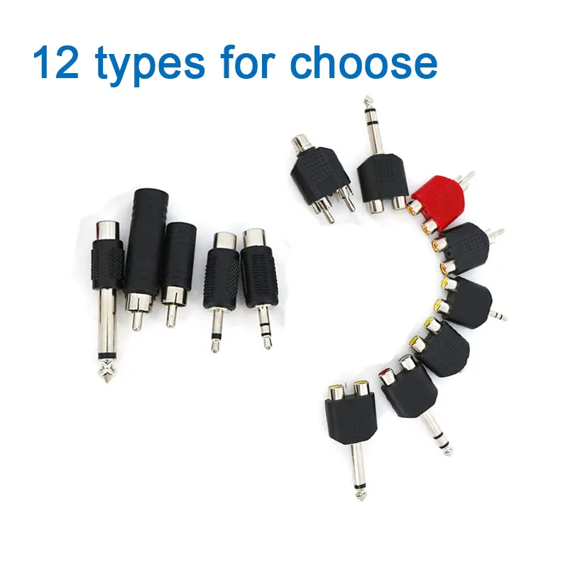 6,35/6,5mm macho a 3,5mm Audio estéreo/mono Jack hembra a 2 RCA macho conector de Audio adaptador convertidor altavoz