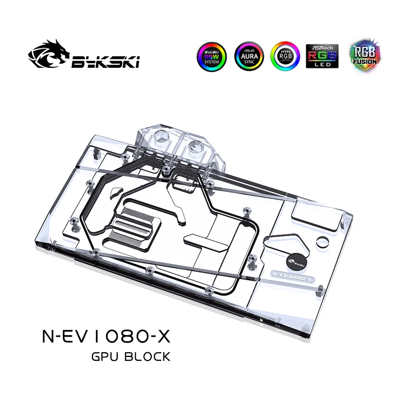 Bykski-bloque de agua para EVGA GTX1080/1070 FTW/GTX1070 Ti FTW Ultra GAMING/tarjeta gráfica de cubierta completa, bloque de radiador de cobre RGB - imagen 5
