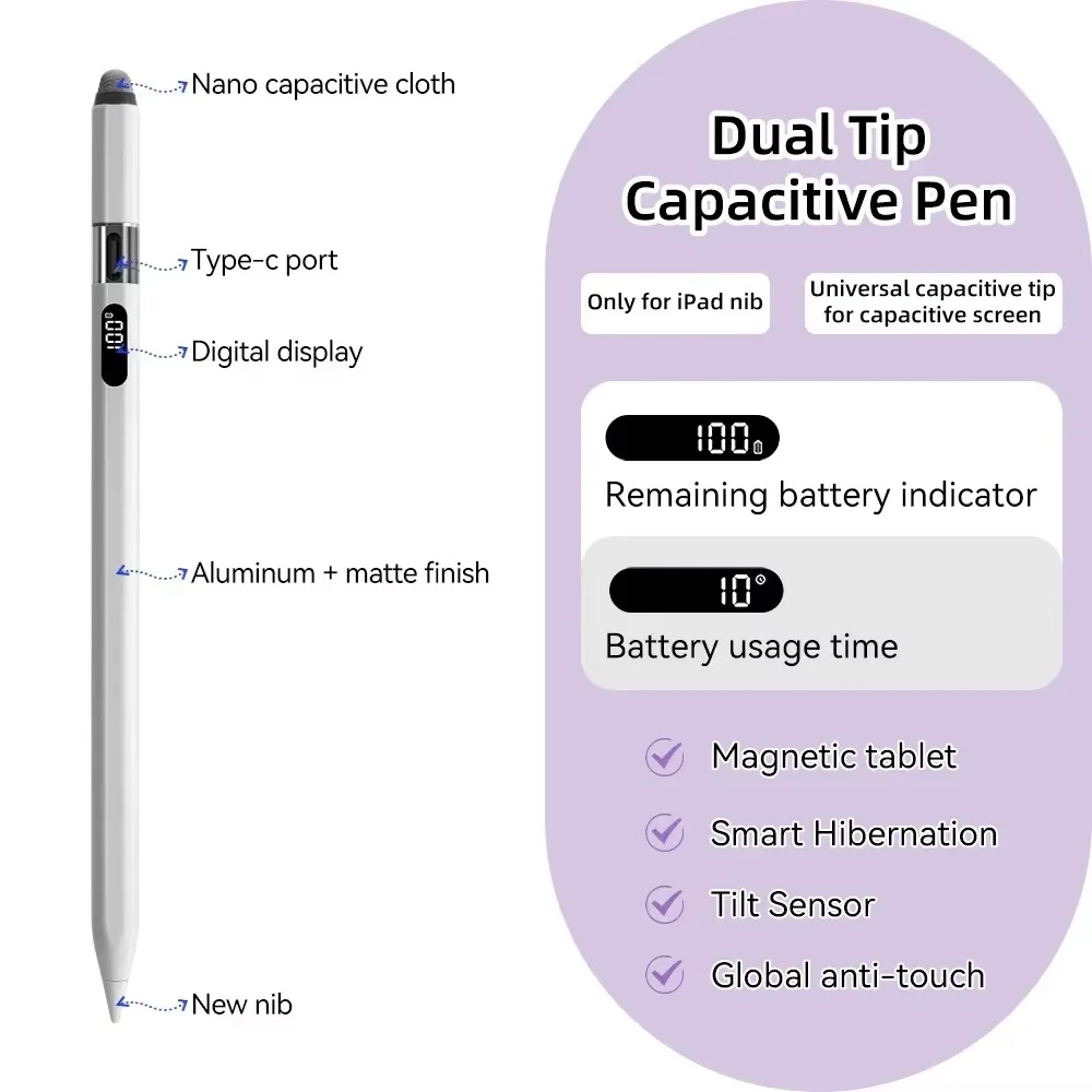 Para iPad Pencil 2018-2025 Air 6 M2 Pro M4 lápiz óptico con inclinación de rechazo de palma 10. a generación Air 4 5 Pro 11 12,9 13 accesorios para ipad - imagen 4