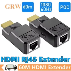 Extensor HDMI a RJ45 60m 1080p60Hz Cat5e/6/7 con PoC