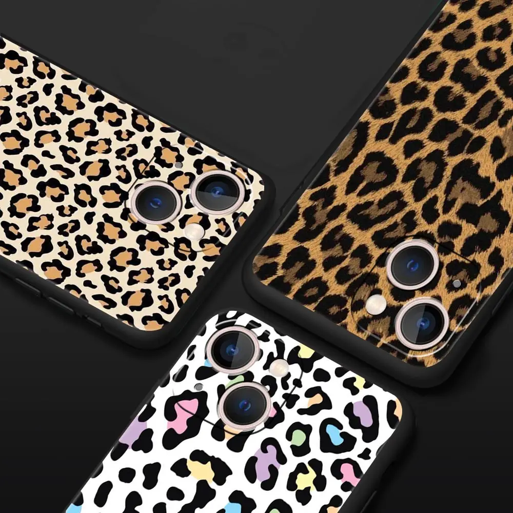 Funda de teléfono de lujo con estampado de guepardo y leopardo para iPhone 13, 15, 14, 12, Mini 11 Pro MAX XR X SE XS 7 8 Plus, funda protectora de silicona - imagen 2