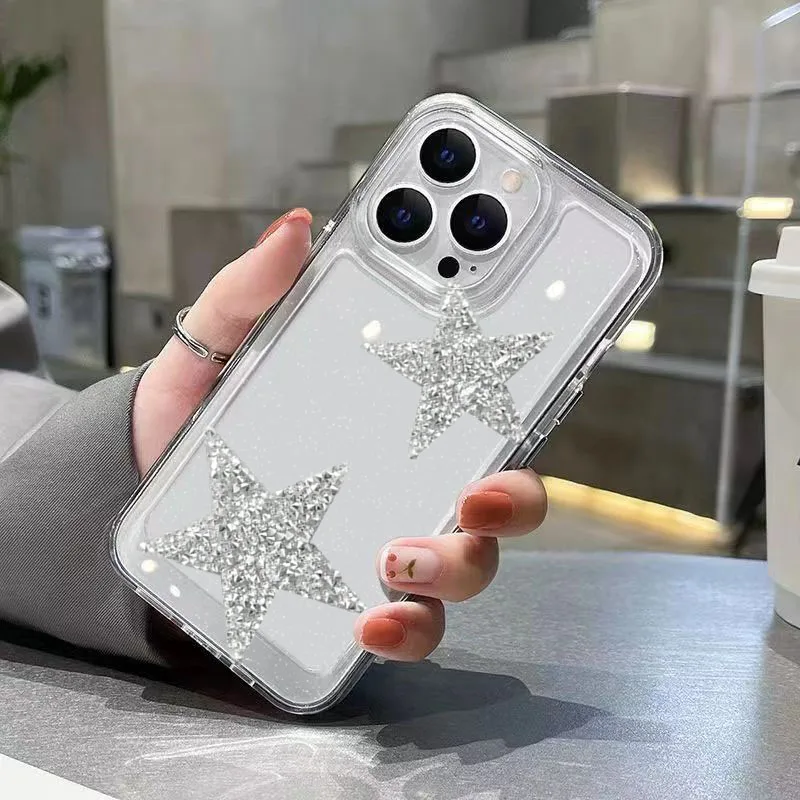 Funda de teléfono transparente y suave con estrella plateada para Xiaomi 14T Pro, funda de silicona TPU a prueba de golpes para Xiaomi Mi 11 Lite 5G 14 13 13T 12 12T - imagen 3
