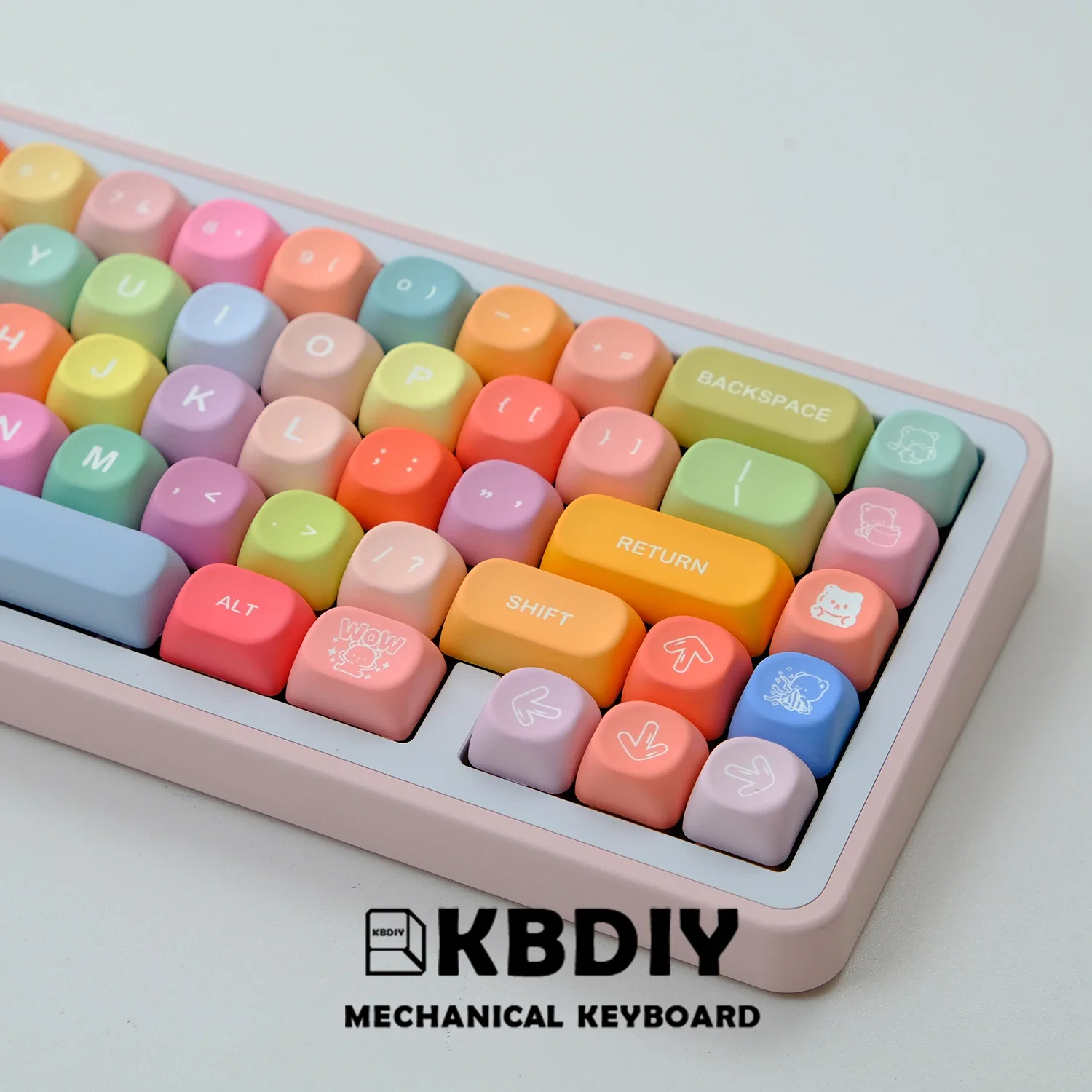 KBDiy-teclas PBT de osos de goma, perfil KOA, bonitas, personalizadas, 7U, para teclado mecánico, juego ak820 pro mad 68he 60, 131 teclas aula F87 F108 F99 Pro ACE60 ACE68 RAINY75 AK74 gx87 crush80 raven68 mad 60he ak8