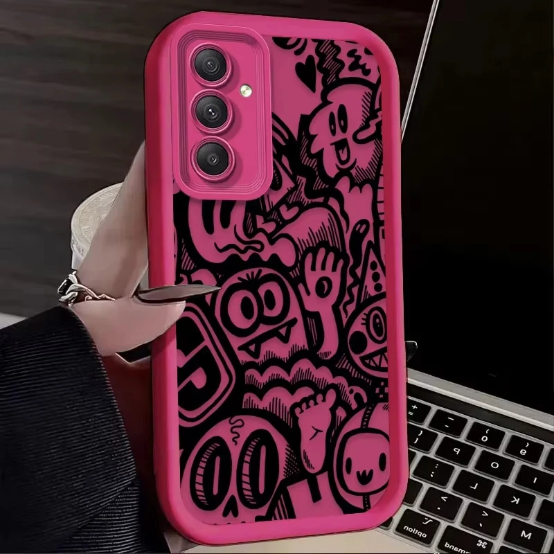 Funda de teléfono con grafiti negro súper genial para Samsung Galaxy A14 A15 5G S21 S22 S23 S24 S25 FE Plus Ultra A25 A35 A52 A53 A54 A55 5G - imagen 5