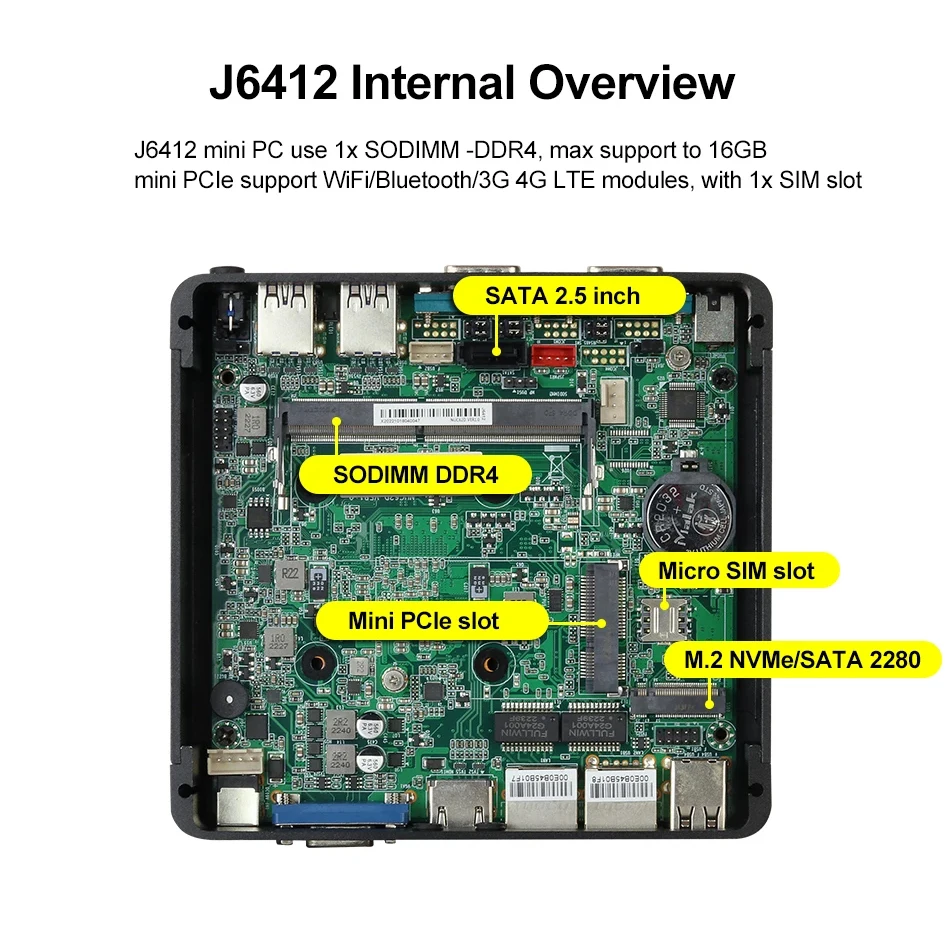 Mini PC sin Ventilador Intel Celeron N5095 J6412 2x Gigabit Ethernet COM RS232 RS485 6x USB Compatible con WiFi 4G LTE Windows 10 Linux - imagen 3