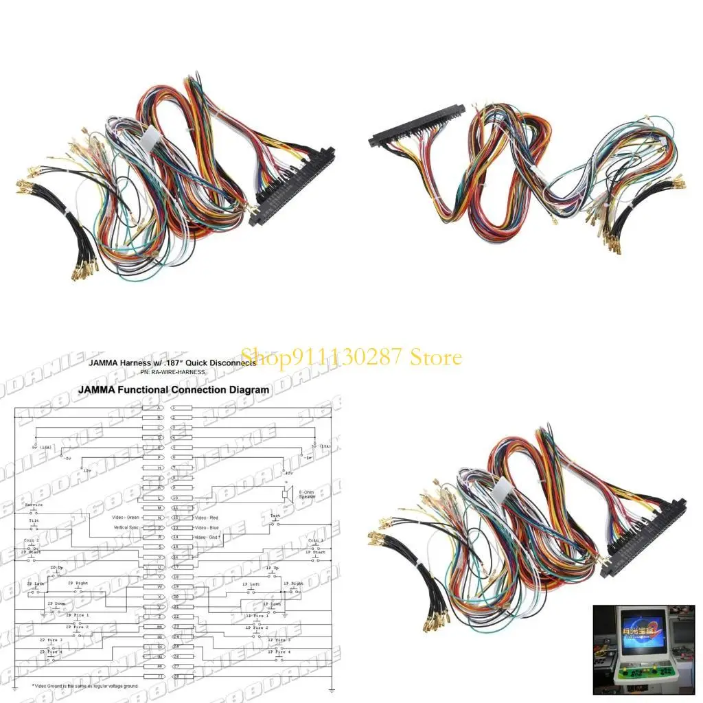 J1HC Jamma Arness alambre 28 pines Jamma Loom Joystick Button Conector para Arcade