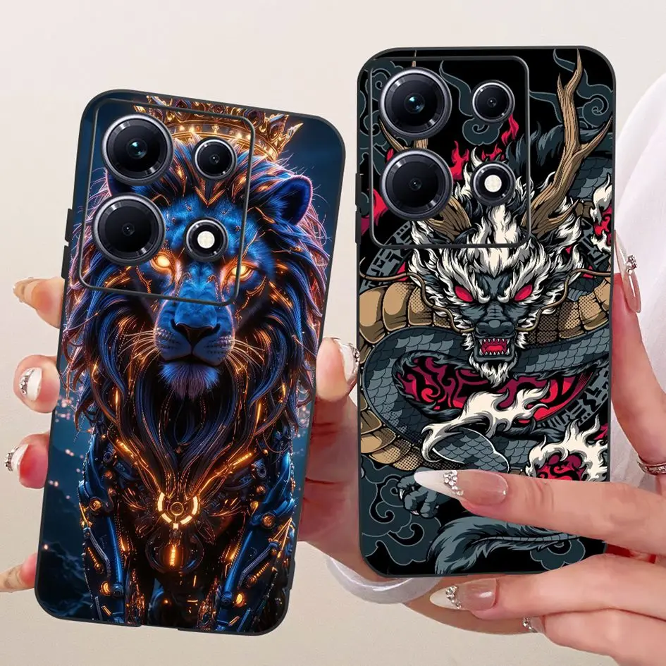 Para Infinix Note 30 Pro funda X678B moda dragón León tigre dibujos animados suave funda de silicona negra para Infinix Note 30 VIP 30i Coque