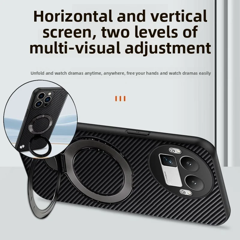 Para OPPO Realme GT 8 7 Pro funda dura PU anillo de fibra de carbono soporte cubierta trasera protectora magnética para Realme GT Neo 7 6 5 3 2 Shell - imagen 3