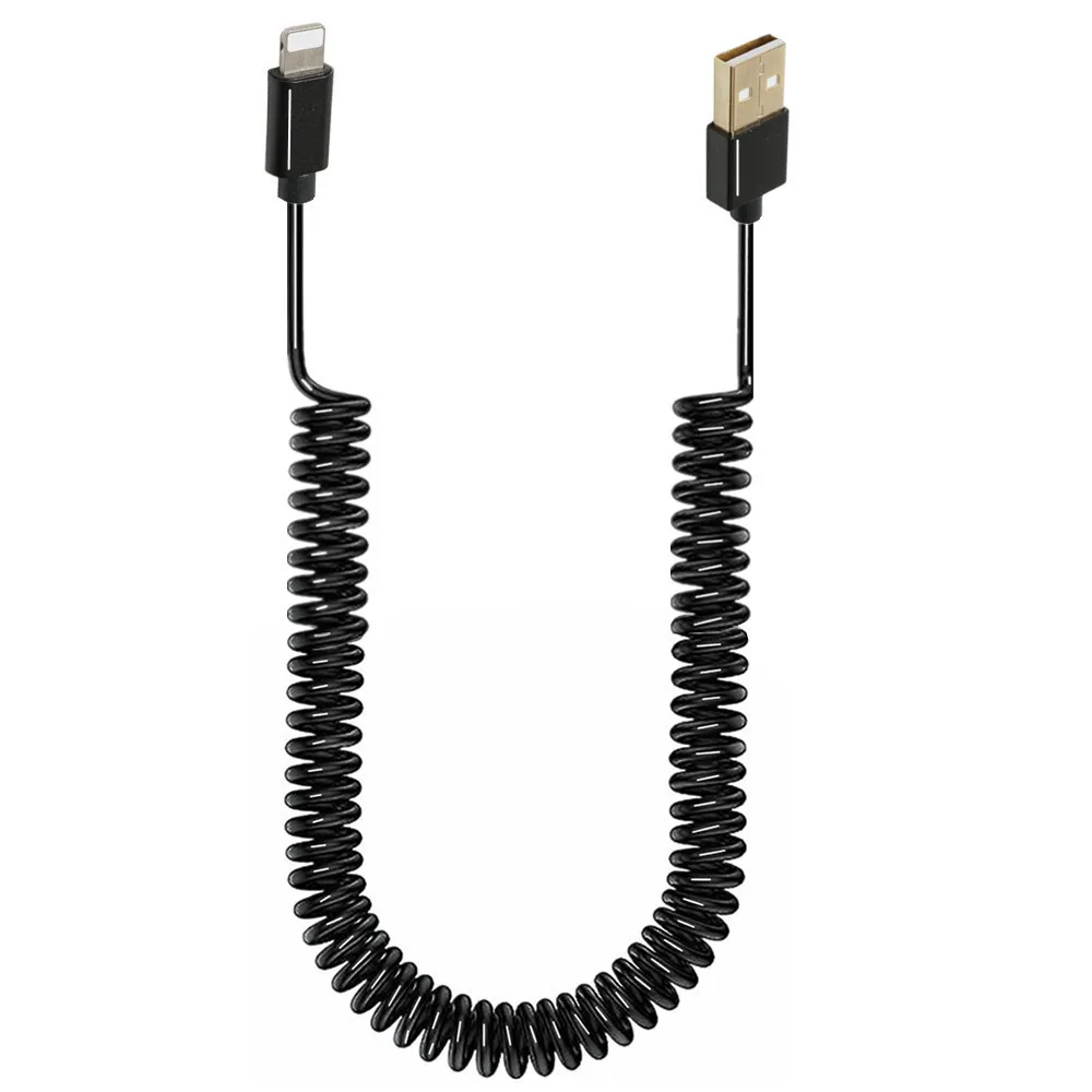 Cable de carga rápida con resorte USB, Cable cargador fijo de extensión para IPhone 13, 12, 11 Pro MAX XR X 8, Cable de datos PD para teléfono - imagen 5