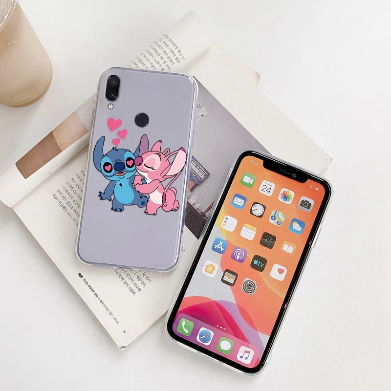 Para Redmi Note 7 Pro 7S contraportada de lujo transparente funda de teléfono Lilo & Stitch Lover Fundas de dibujos animados para Redmi Note7 Shell bolsas - imagen 2