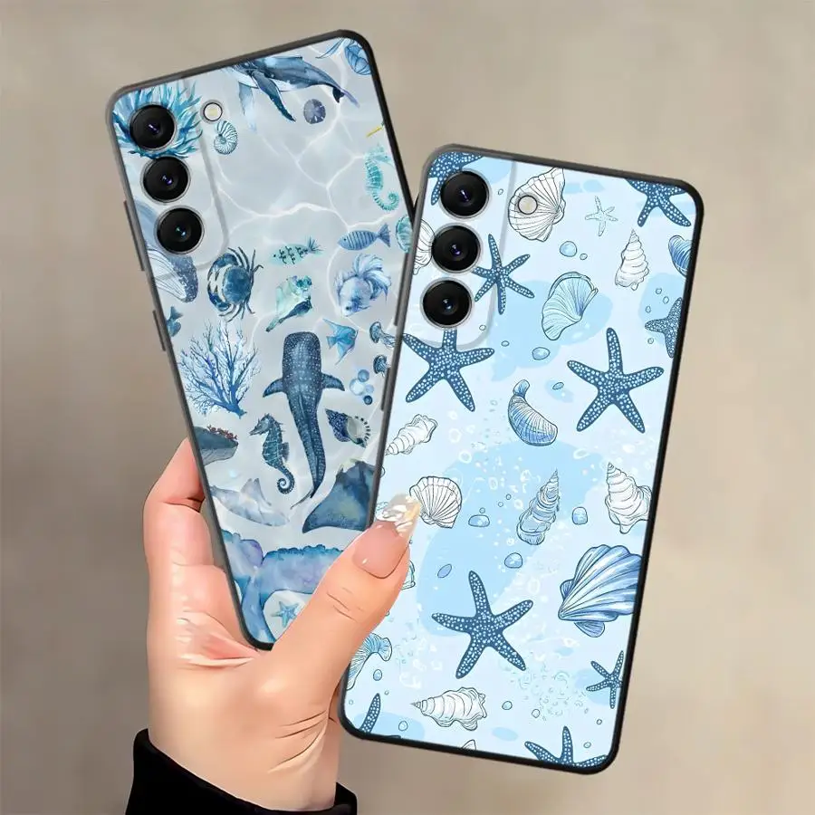 Funda de teléfono suave negra con dibujos de estrellas de mar y océano para Honor 70 X5b Magic5Lite X6 X7 200 400 Lite X8 8X 90 X9a - imagen 3