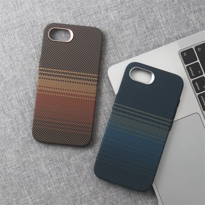 Funda de teléfono MagSafe con textura de fibra de carbono para iPhone 16E 17 Air 16 Pro Max Plus, lente de aleación de carga inalámbrica, cubierta dura a prueba de golpes