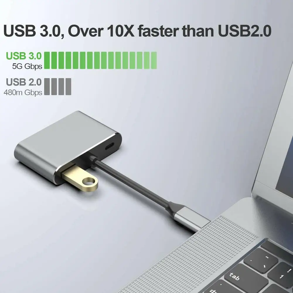 Nku-estación de acoplamiento USB C 4 en 1, Hub Thunderbolt3 tipo C a 4K HDTV/VGA/USB 3,0/PD, Cable convertidor de carga para PC y Macbook - imagen 5
