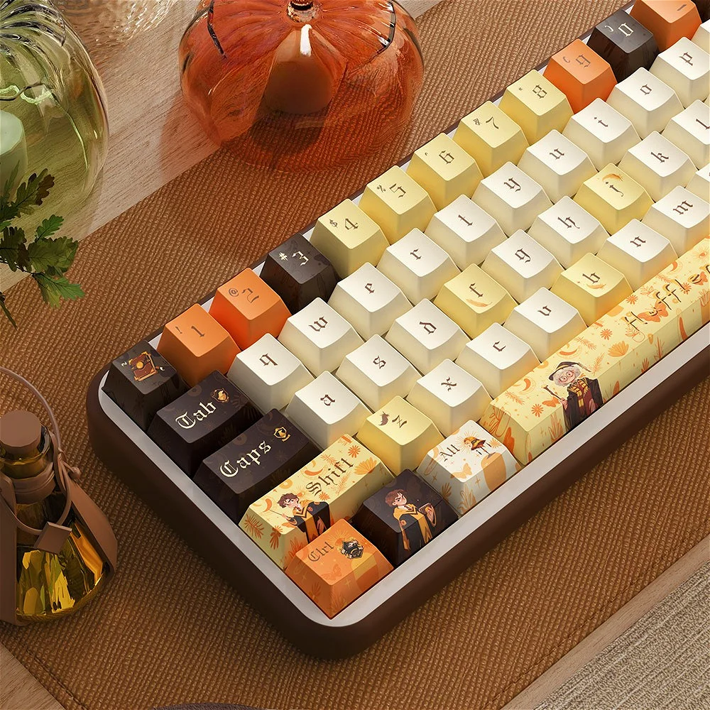 Juego de teclas Hufflepuff, 158 teclas, teclas personalizadas PBT Cherry, personalizadas para teclas de repuesto de teclado mecánico Mx Cherry