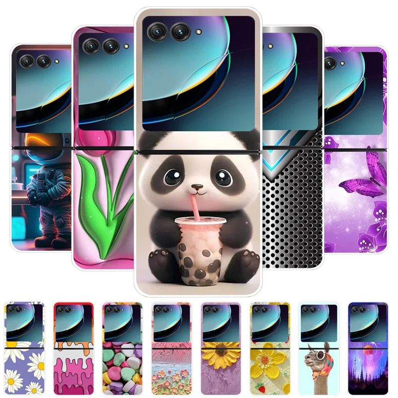 Funda para Motorola Razr 40 Ultra transparente dura plegable patrón de lujo para Motorola Moto Razr 40 Ultra transparente cubierta Razr40 Ultra