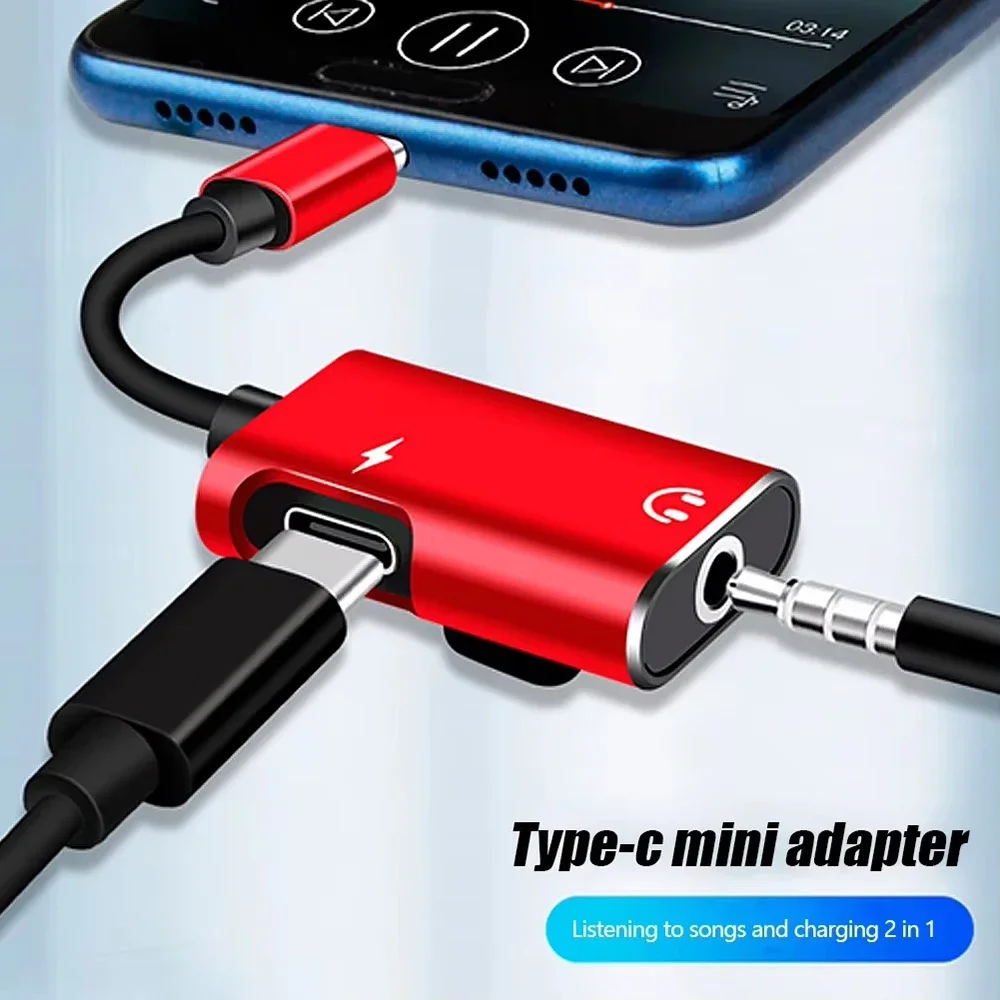 Adaptador de Cable de Audio para auriculares 2 en 1, tipo C hembra a conector macho de 3,5mm, conector divisor de Audio USB C para Xiaomi y Huawei - imagen 2