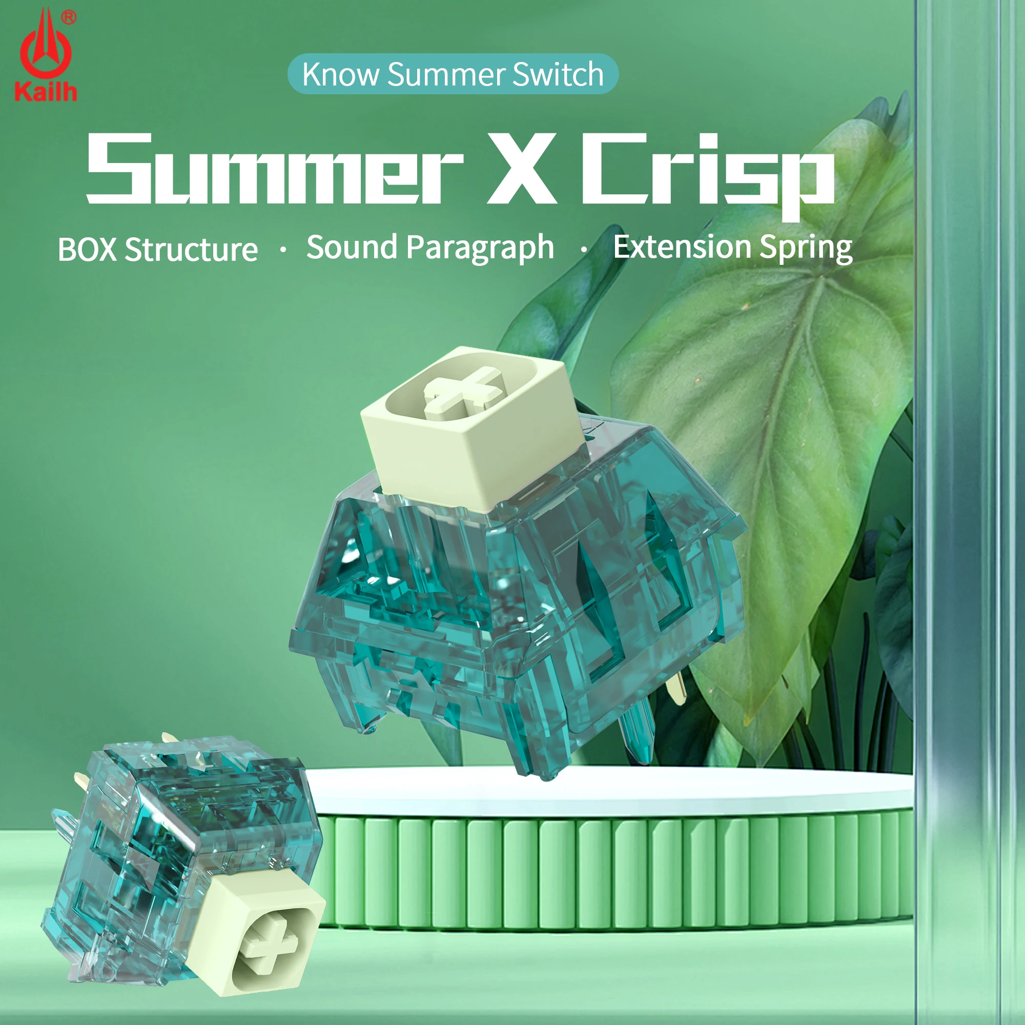 Kailh BOX Zhixia-interruptor de sonido etéreo, interruptor cian de clase de párrafo, teclado mecánico precubricado crujiente, POM de 5 pines DIY - imagen 2