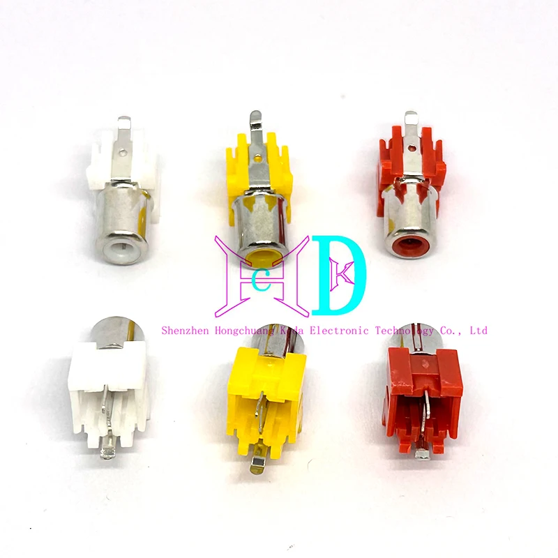 5 uds AV Co-Core enchufe 3Pin RCA asiento de un solo orificio PCB soldado Audio y vídeo enchufe lotus Seat AV-8.4-6A - imagen 2