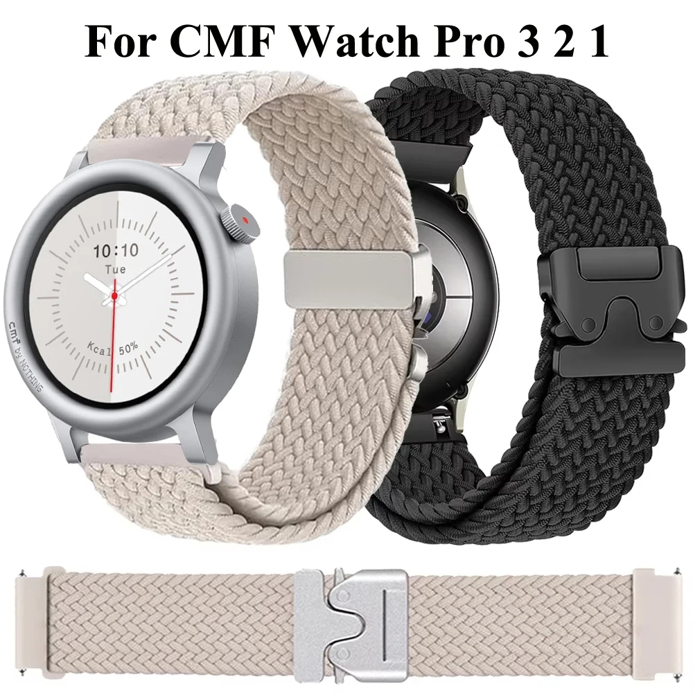 Bucle trenzado de paracaídas de 22mm para CMF Watch Pro 3, correa deportiva para CMF de Nothing Watch Pro 2 1, pulsera tejida de nailon