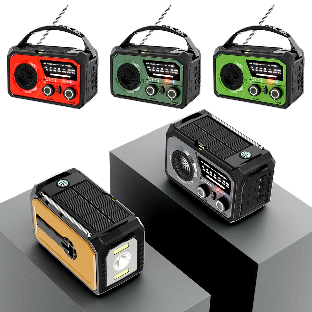 Radio portátil de energía Solar con manivela de 16000mAh, Radio meteorológica AM/FM/WB NOAA con linterna LED, Powerbank, Radio de emergencia para exteriores - imagen 3