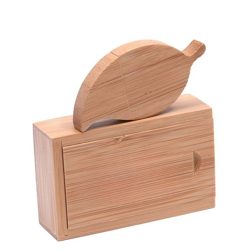 Unidad Flash USB 2,0 de madera, unidad de bolígrafo de hojas, caja de madera, memoria, regalo de boda creativo, memoria USB, bonita unidad colgante de 64GB y 32GB - imagen 4
