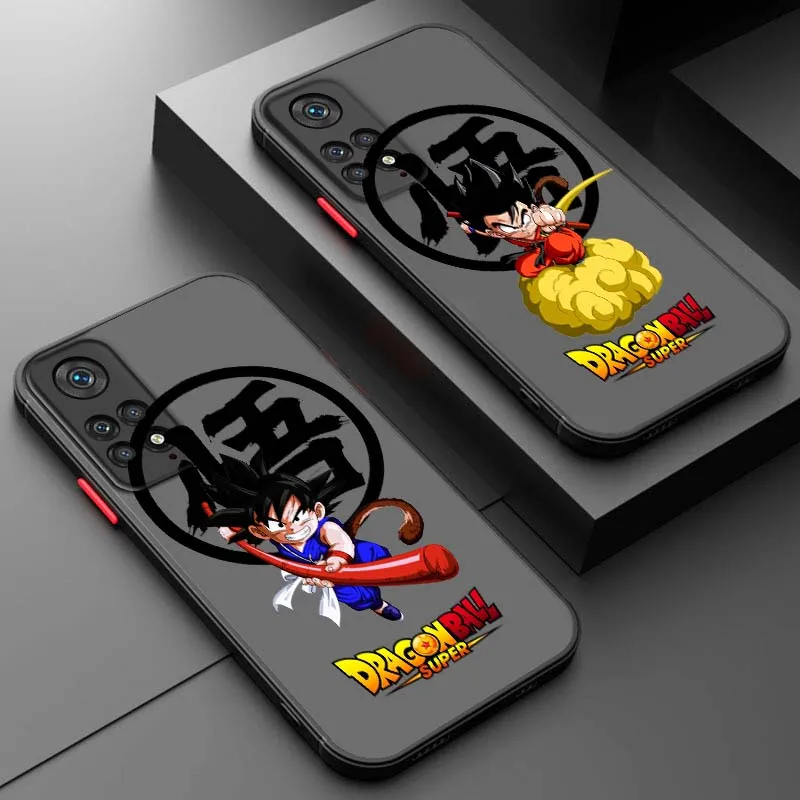 D-Dragon Ball tarjetas Son Goku para Xiaomi Redmi Note 14 13 12 11 10 9 Pro Plus 4G 5G funda de teléfono translúcida esmerilada