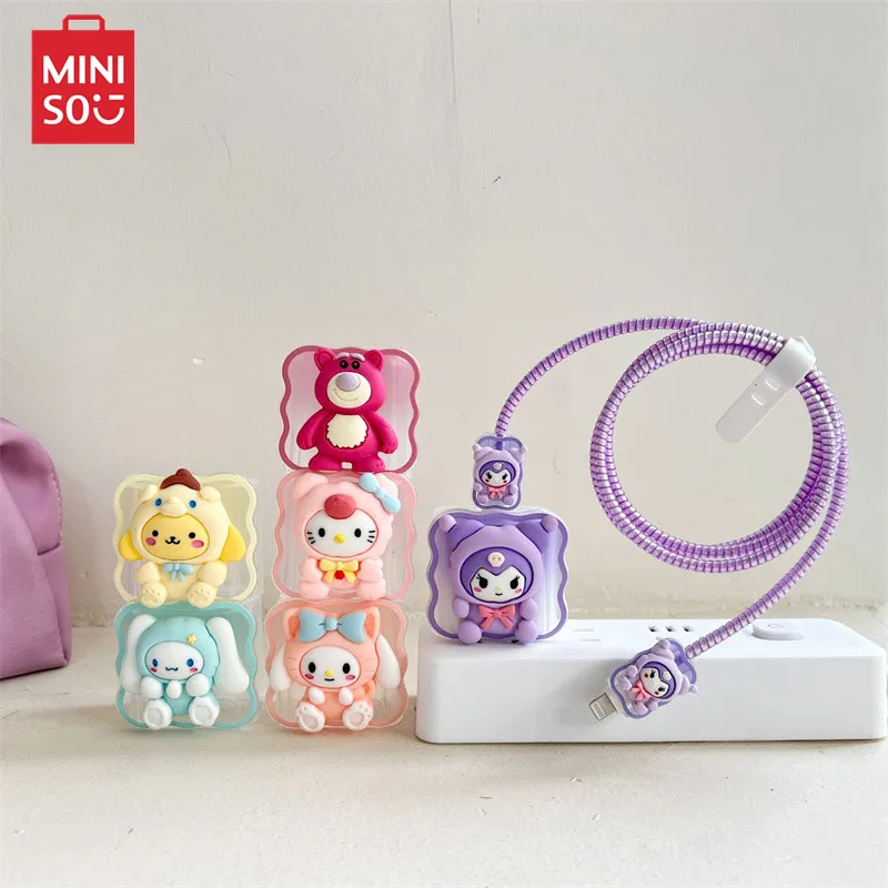 Miniso Sanrio Juego de 5 protectores de cables para iPhone/iPad 18W/20W, funda de cargador rápido, gestión de cables, organizadores de cables de teléfono
